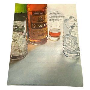 Kessler Whiskey Vintage Print Ad 1968 Smooth as Silk American Blended Color Ad